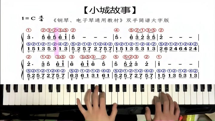 钢琴弹奏《小城故事》双手简谱  指法