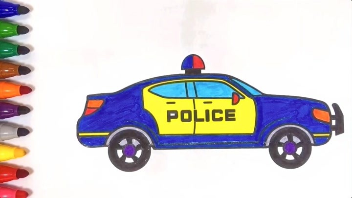 警察车画画图片