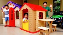 小正太日常：杰俊和爸爸制作游戏屋，还有西瓜冰淇淋电动车玩具