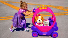 Nastya and the new carriage with toys