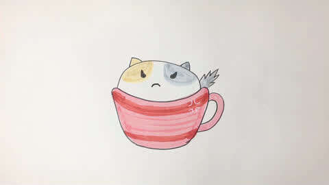 杯子里的猫简笔画图片