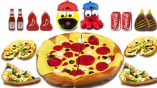 趣味定格生活，黄红吃豆人挑战吃香肠披萨，游戏吃豆人定格动画！