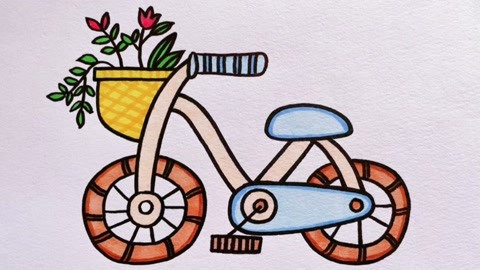 画自行车简笔画彩色图片