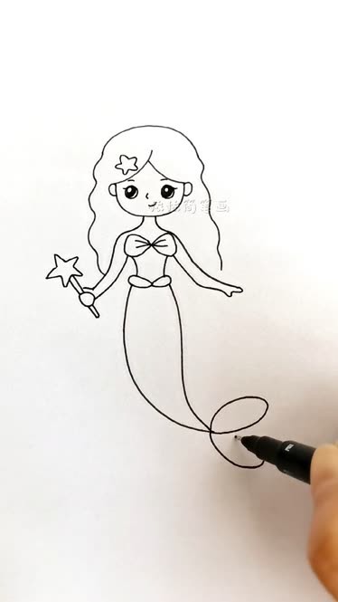 人鱼公主简笔画儿童画图片
