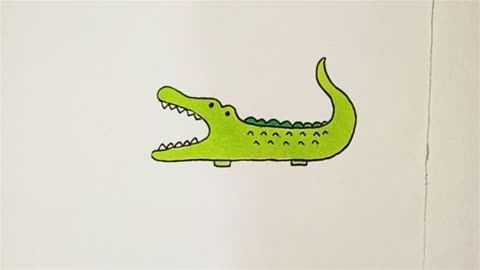 鳄鱼的简笔画法 凶猛图片
