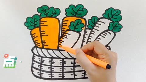 儿童简笔画打卡,和我一起学画画《篮子里的胡萝卜》,非常简单