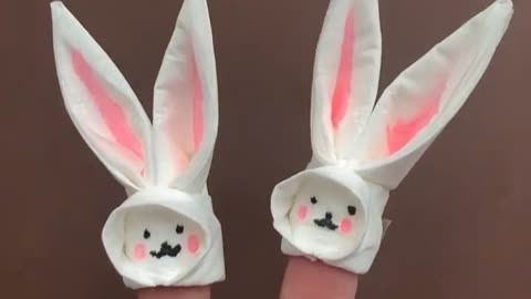 餐巾纸折小兔子图片