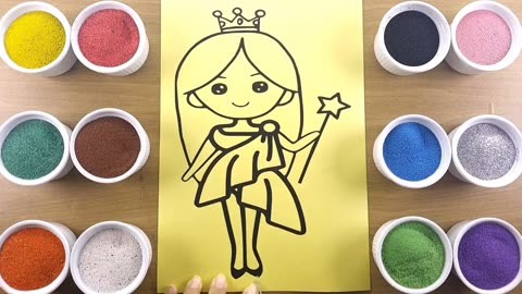 漂亮的小公主儿童手工沙画,简单好玩,颜色漂亮